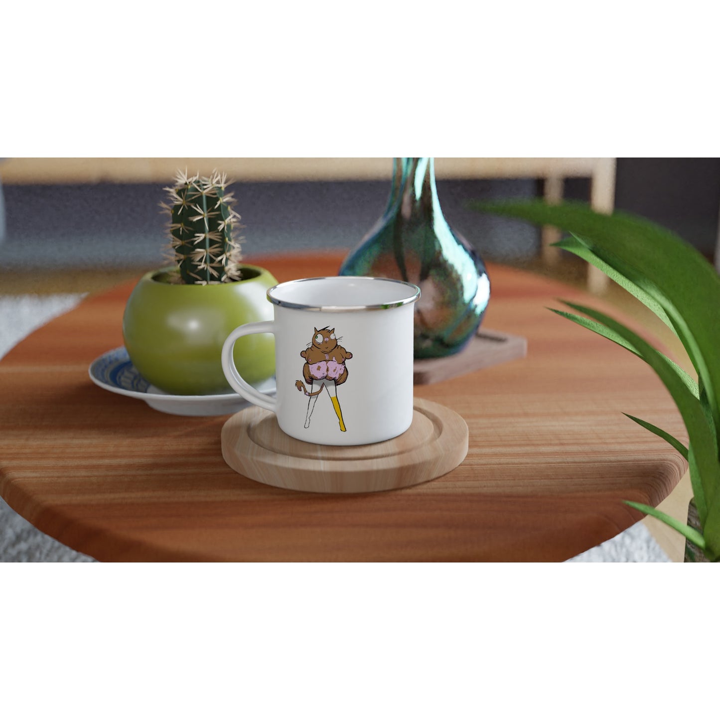 "Phillip the Vinegar Cat" White 12oz Enamel Mug