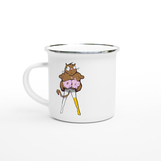 "Phillip the Vinegar Cat" White 12oz Enamel Mug