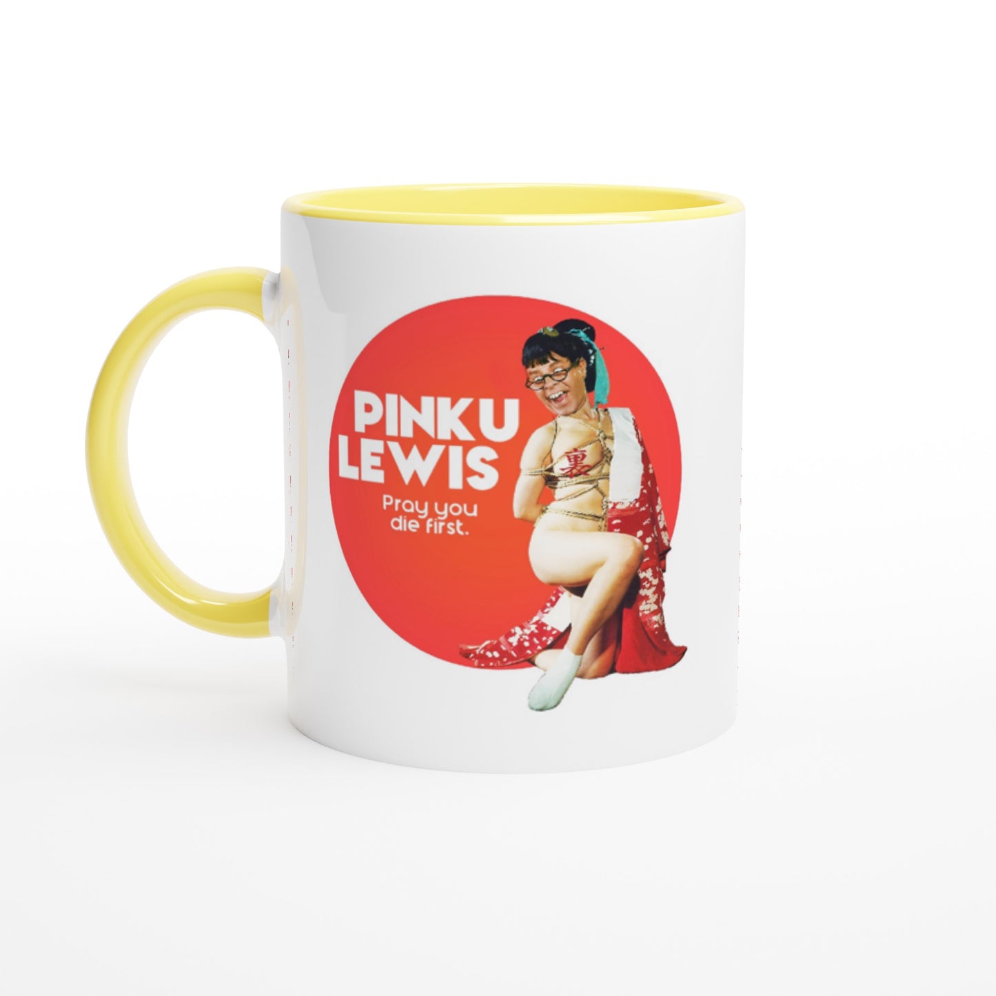 "Pinku Lewis" White 11oz Ceramic Mug with Color Inside